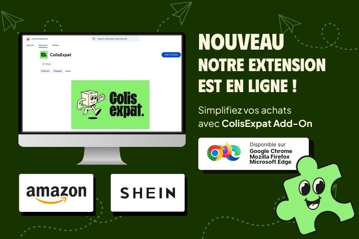 Extension colisexpat amazon shein off tax detaxe